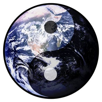 Illustration of planet earth with Yin Yang symbol
