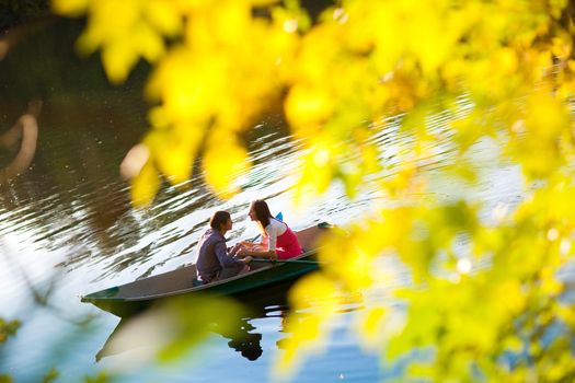 couple in a boat outdoors