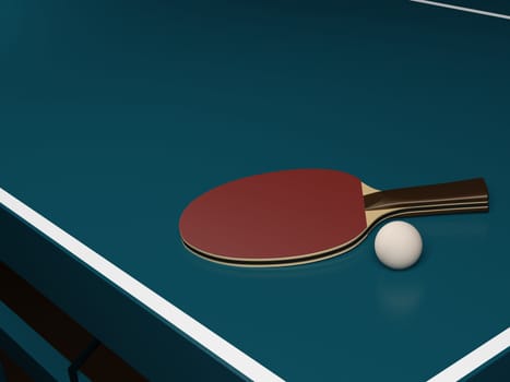 Table Tennis with One Racket on the Red Side and a Ball without any brand