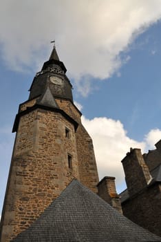 Time Tower with a blue sky in Dinan City