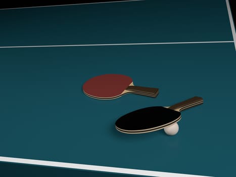 Two Rackets Red and Black of Table Tennis without any brand
