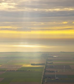 Beautiful sunrise at landscape in The Netherlands