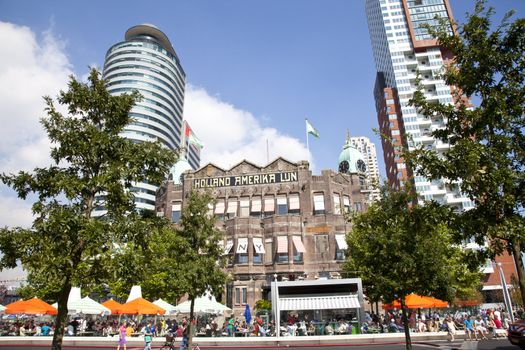 ROTTERDAM, THE NETHERLANDS - 8 SEPTEMBER 2012: View at historical building Holland Amerika Lijn at international harbor day in Rotterdam on September 8 in Rotterdam, The Netherlands 