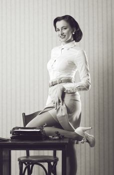 Sexy business woman, retro pin up style