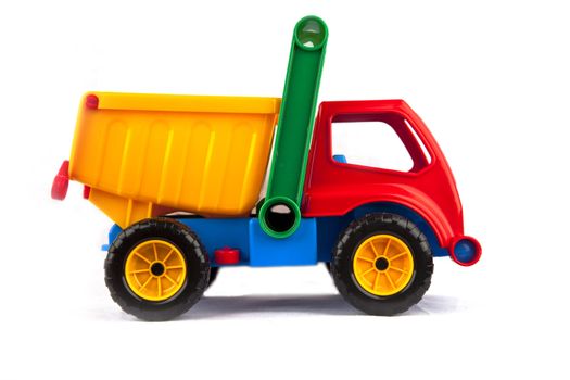 Colorful truck toy isolated on white background