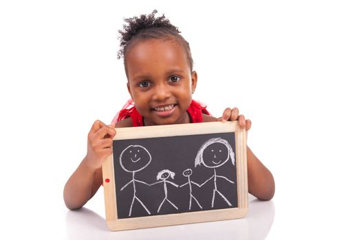 Adorable african little girl on white background