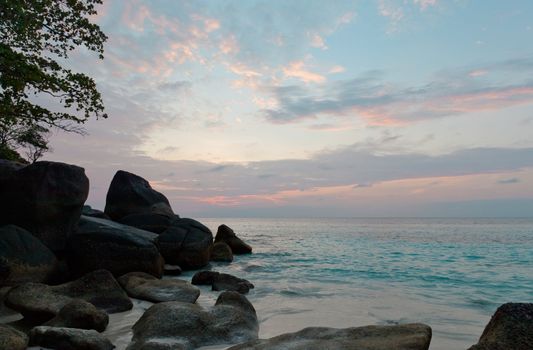 Sunrise on a beach on the island Miang (No. 4), Similan, Thailand