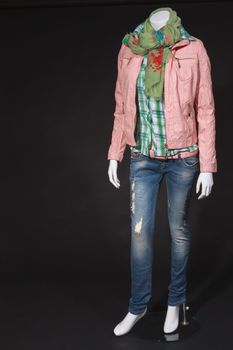 Trendy Italian spring fashion for young people on a mannequin