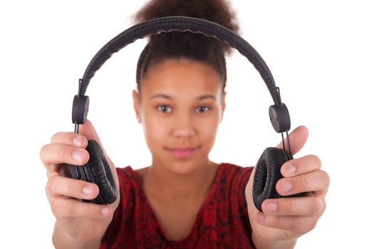 Afro-American young woman with headphone