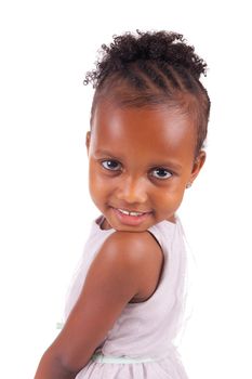 Adorable african little girl on white background