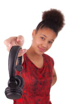 Afro-American young woman with headphone