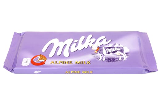 BYTOM, POLAND - MAY 20: Milka chocolate, famous brand owned by Kraft Foods, the largest food corporation based in the US.