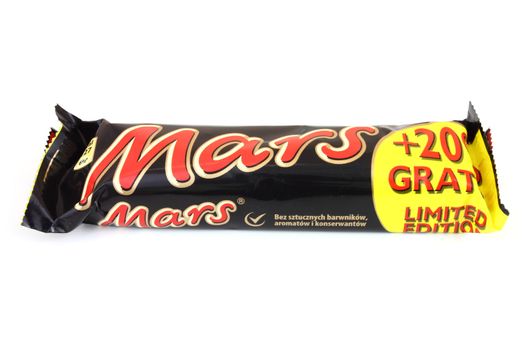 BYTOM, POLAND - MAY 20: Mars candy bar produced by Mars Incorporated, the 5th largest privately held company in the US.