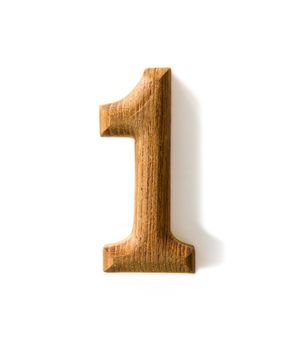 Beautiful wooden numeric with shadow on white background