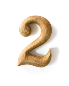 Beautiful wooden numeric with shadow on white background