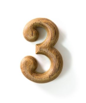 Beautiful wooden numeric with shadow on white background