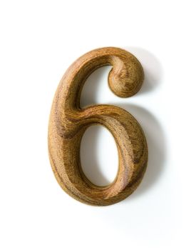 Beautiful wooden numeric with shadow on white background