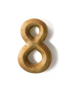 Beautiful wooden numeric with shadow on white background