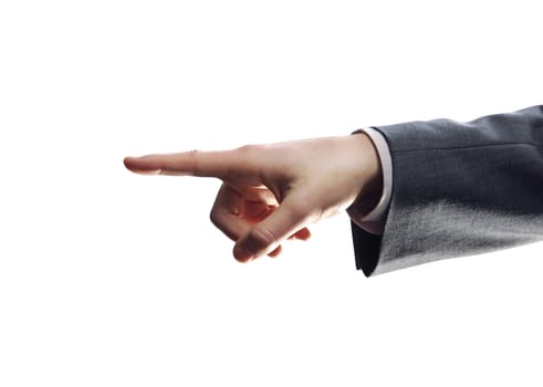 Businessman hand pointing at copy space