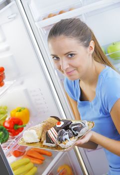 Woman contemplating if she should ruin her diet