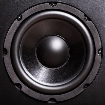 Closeup view of black bass speaker