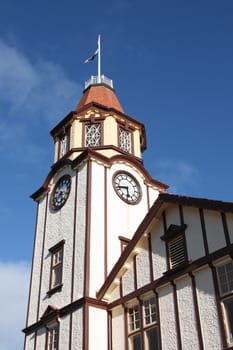 Rotorua town hall. Old architecture in New Zealand.