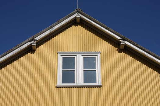 Architecture in Reykjavik, Iceland. Typical corrugated tin building.