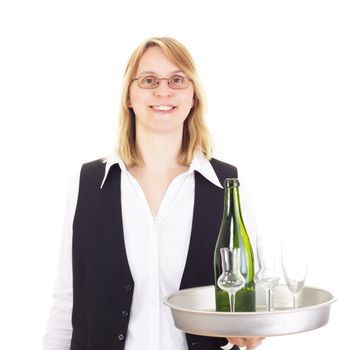 Waitress with dinner tray