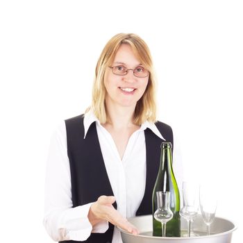 Waitress with dinner tray