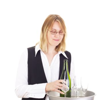 Waitress with dinner tray