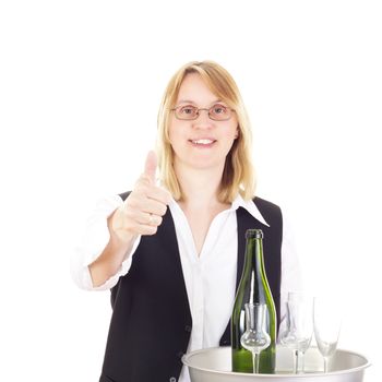 Waitress with dinner tray