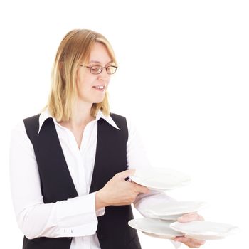 Waitress with plates