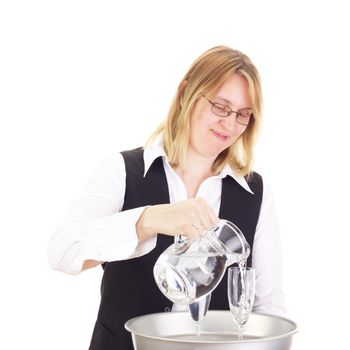 Waitress with dinner tray