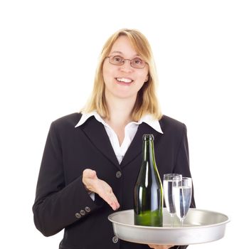 Waitress with dinner tray