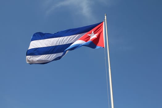 Flag of Cuba moving in the wind. National symbol.
