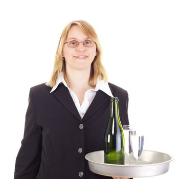 Waitress with dinner tray