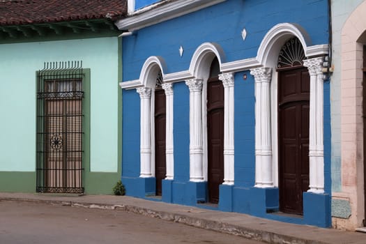 Sancti Spiritus, Cuba - colonial architecture. Colorful street view.