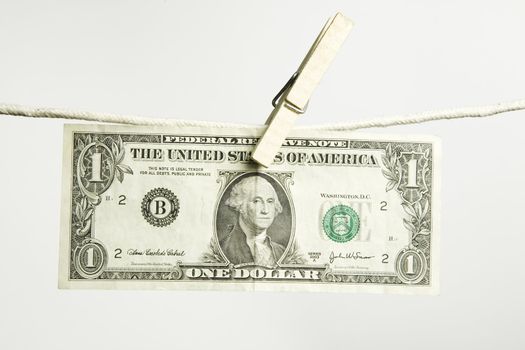 isolated bank note on the white background, focus point on center