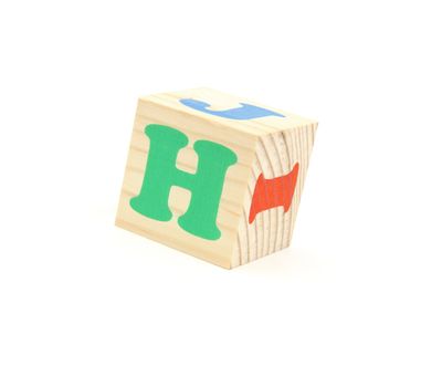 child brick with letter H, isolated on white background