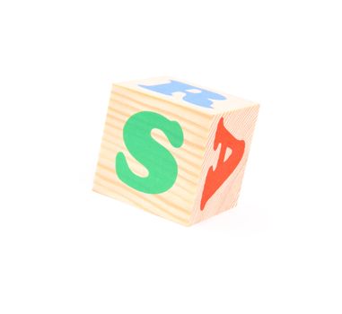 child brick with letter S, isolated on white background