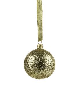 isolated on white background, focus point on center of golden ball