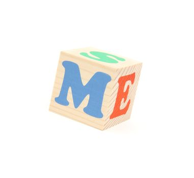 child brick with letter M, isolated on white background