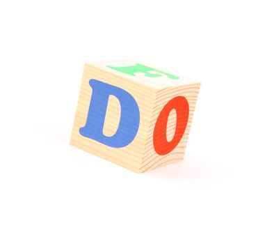 child brick with letter d, isolated on white background