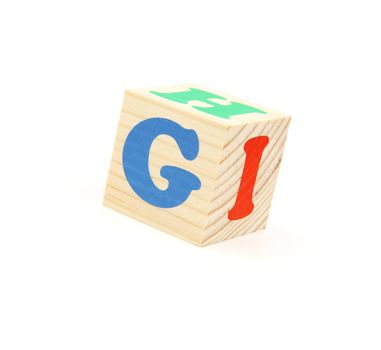 child brick with letter G, isolated on white background