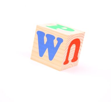 child brick with letter W, isolated on white background