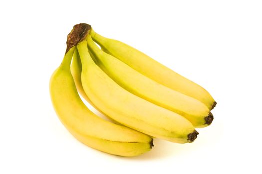 isolated banana on white background, focus point on nearest part