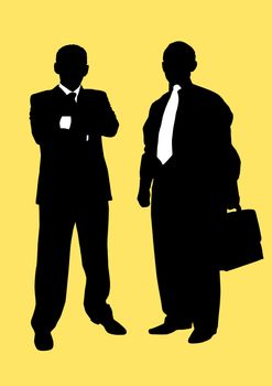 two man isolated on yellow background