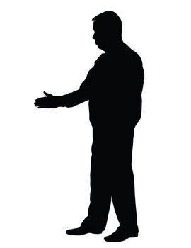 black silhouette of man isolated on the white background