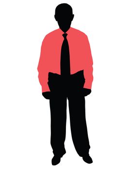 black silhouette of the man in red shirt isolated on the white beckground