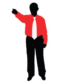 black silhouette of man in the red shirt isolated on the white background